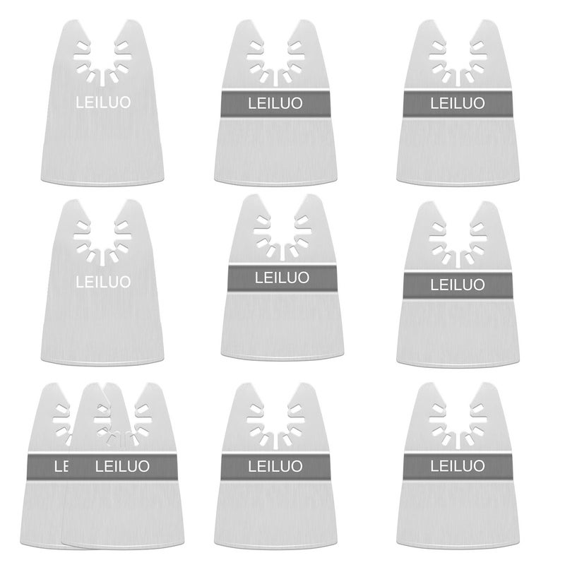 LEILUO Oscillating Tool Scraper Blade Set 10 PCS – 8 Rigid & 2 Ultra Flexible Blades for Removing Paint Caulk Adhesive Compatible with DeWalt Makita Milwaukee Dremel and More - Image 1